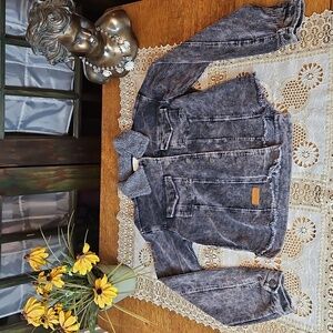 Simply Southern Acid wash Ash Corduroy Button-Down Jacket with Fleece Collar